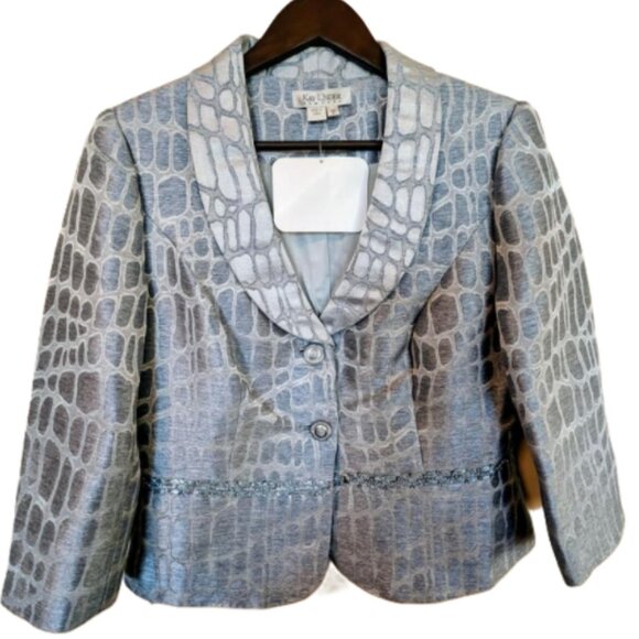 NWOT Kay Unger New York Suit with Ribbon Embroidery, Sequins, Beads at Waistline - Picture 2 of 10